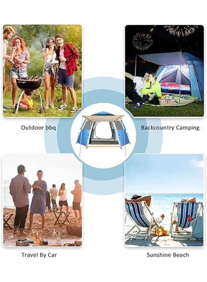 4-person Camping Tent, Fully Automatic Outdoor Thickened Rainproof Hexagonal Tent, Foldable Outdoor Tent, with Removable Rainproof Roof and Handbag, Suitable for Family Picnics, Beach Parties, Hiking - Image 2
